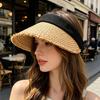 Yousheng Hollow Top Sun Hat, Foldable Braided Straw Hat with UV Protection, Breathable Design Wide Brim Hat for Summer Travel Outdoor Activities