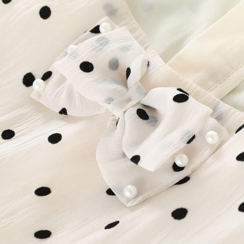 Montagut Kids Girls' French Square Neck Polka Dot Vest Dress
