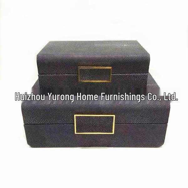 

Chinese Wardrobe Decorative Leather & Wood Storage Box with Soft Furnishings Hardware Small 240x160x85