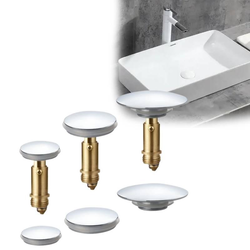 Durable All Copper Sink Stopper Set Featuring Large And Small Push Button Caps