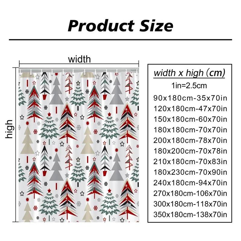 Xmas Decorative Shower Curtains Fireplace Christmas Tree Winter New Year Gift Bathroom Decor Fabric Bath Curtian Hanging