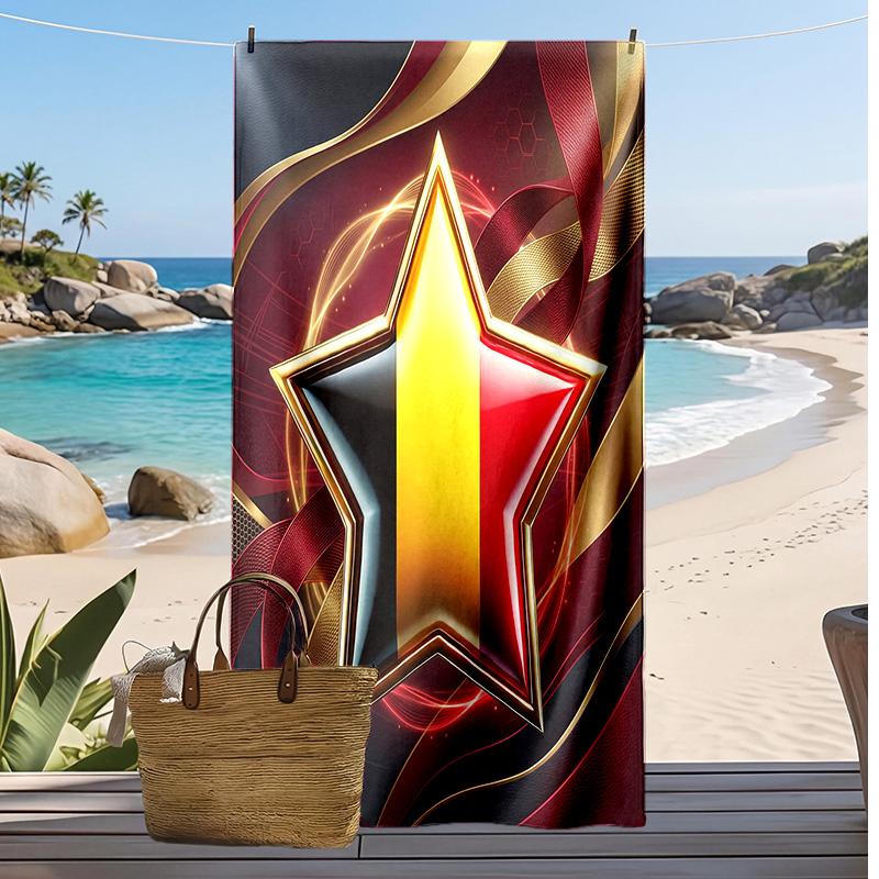 Belgium Football Print Beach Towel Quick Dry Super Absorbent Soft Bath Towel for Swimming Beach Travel Fan Souvenir Gift