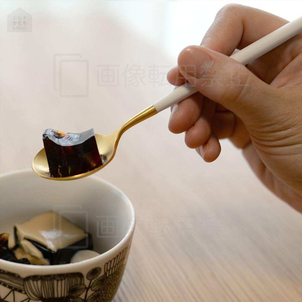 Cutipol GOA Weiß/Mattgold Dessertgabel und Löffel Set