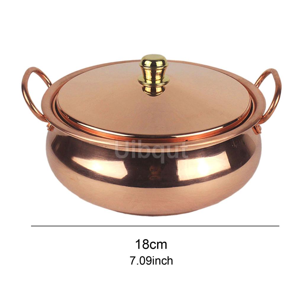 18cm/20cm/22cm/24cm Pure Koperen Pot Huishoudelijk Handgemaakt Binauraal Kookpot Compatibel Inductie Gasfornuizen Kookgerei met Deksel