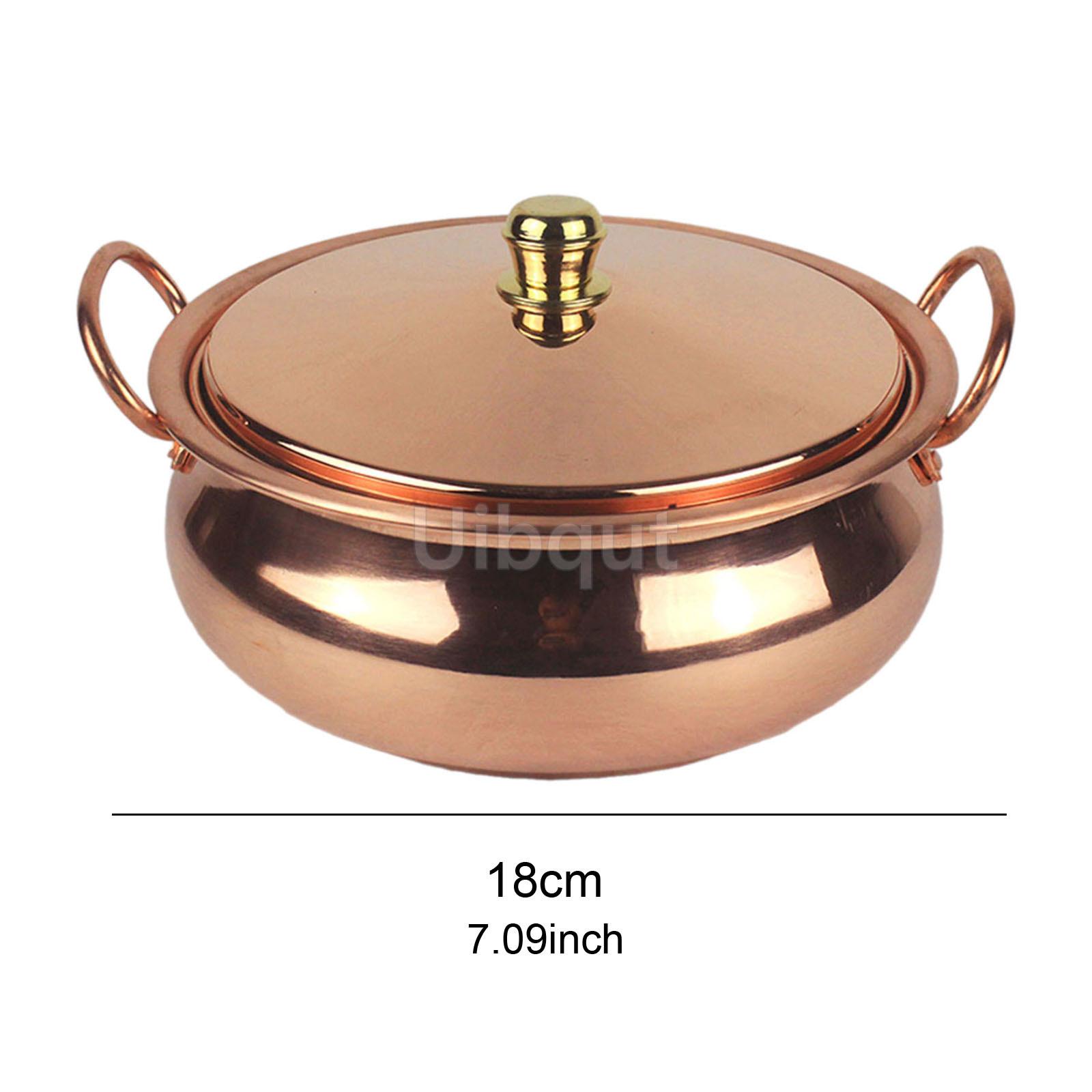 

18cm/20cm/22cm/24cm Pure Copper Pot Household Handmade Binaural Cooking Pot Compatible Induction Gas Stoves Cookware with Cover 18cm 1.5L