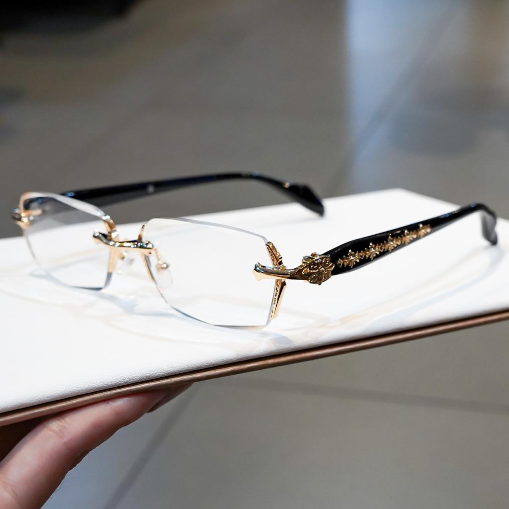 Elegant Rimless Reading Glasses for Women Men - Vintage Style 100-400 Strength Options Fashionable Design for Office Wear