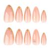 3D Gold Hot Stamping Short Almond Press-On Nails - Wearable Nail Art