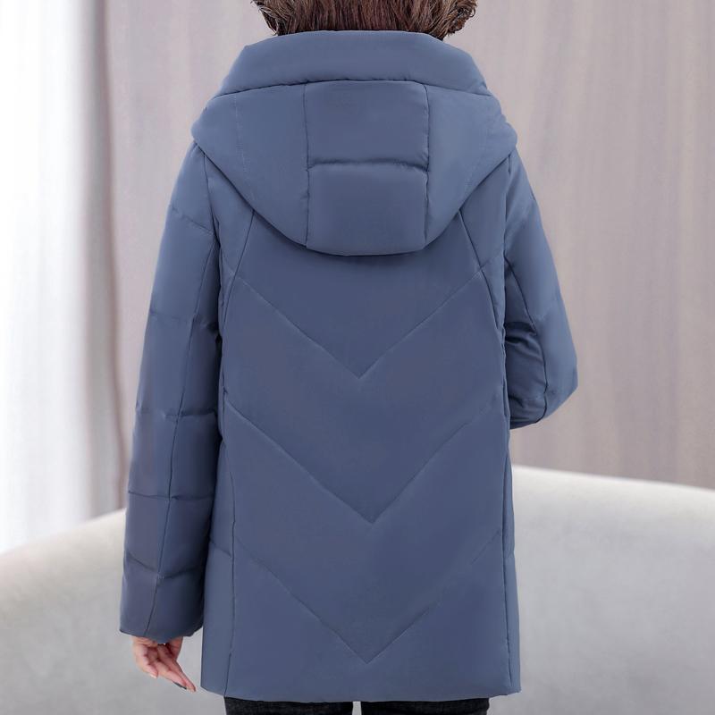 Middle Age Women's Down Coats Winter Vintage Parkas Hooded Plus Size Elegant Loose Thick Warm Down Jackets Woman Outerwears