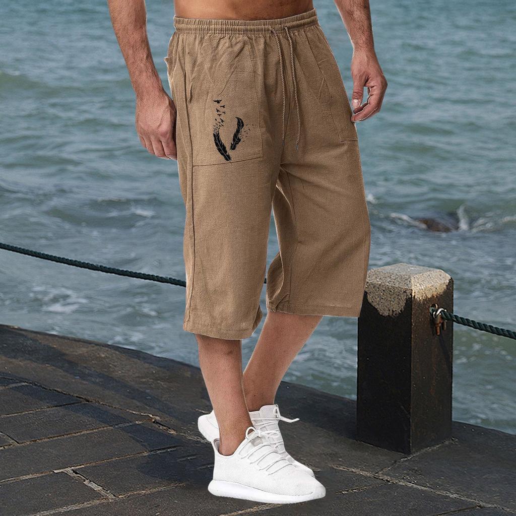 Lässige Sporthose aus Baumwolle und Leinen für Herren