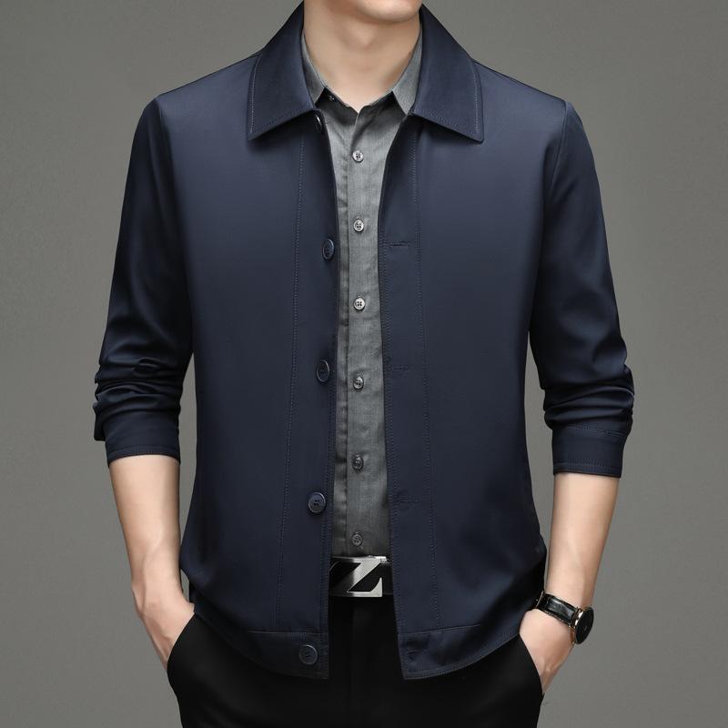 Autumn New Men's Middle-aged Casual Lapel Jacket Fashion Trend Stand Collar Jacket
