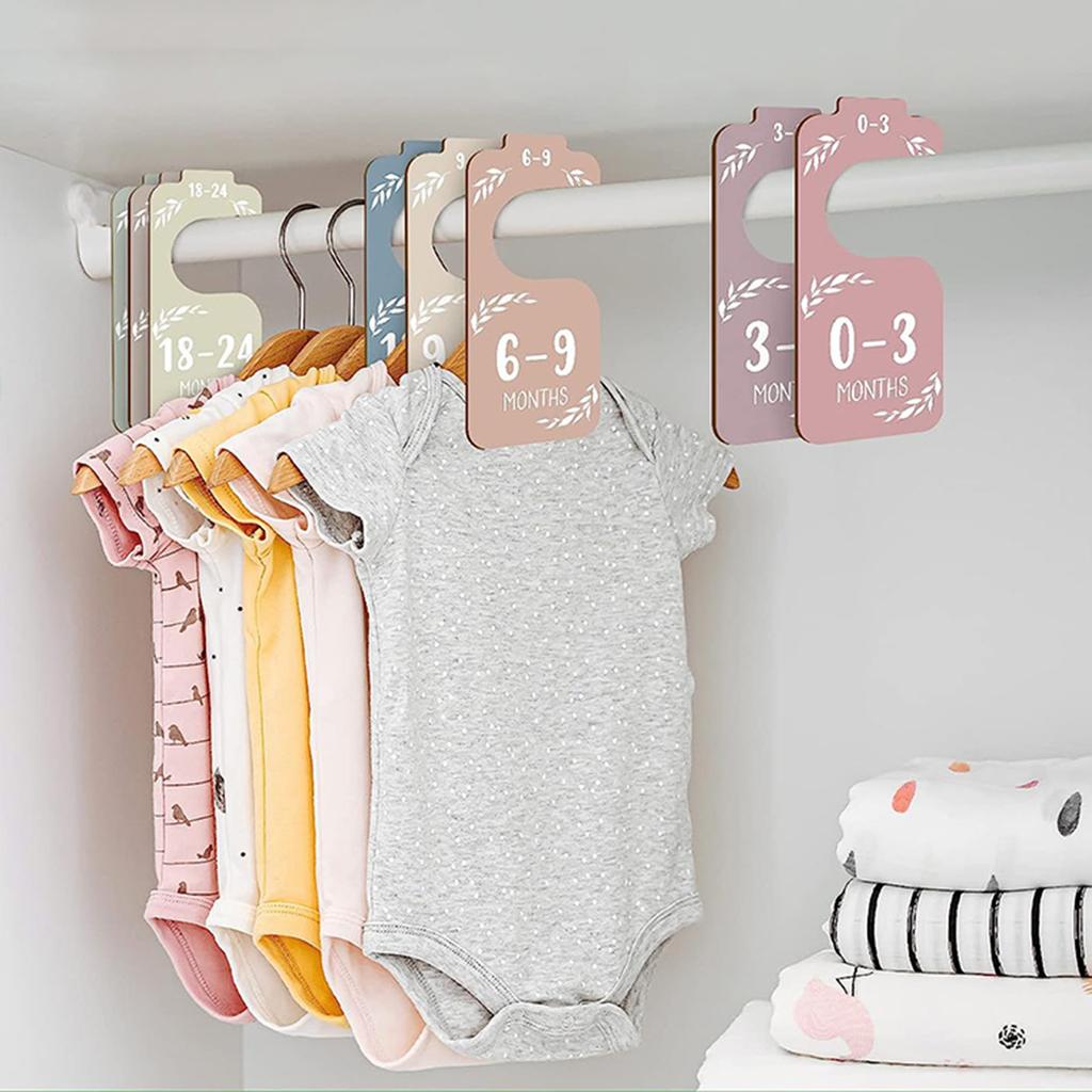 Pack of 8 Nursery Wardrobe Divider Wooden Dividers for Baby Wardrobe Double Sided Wardrobe Partition Clothing Divider