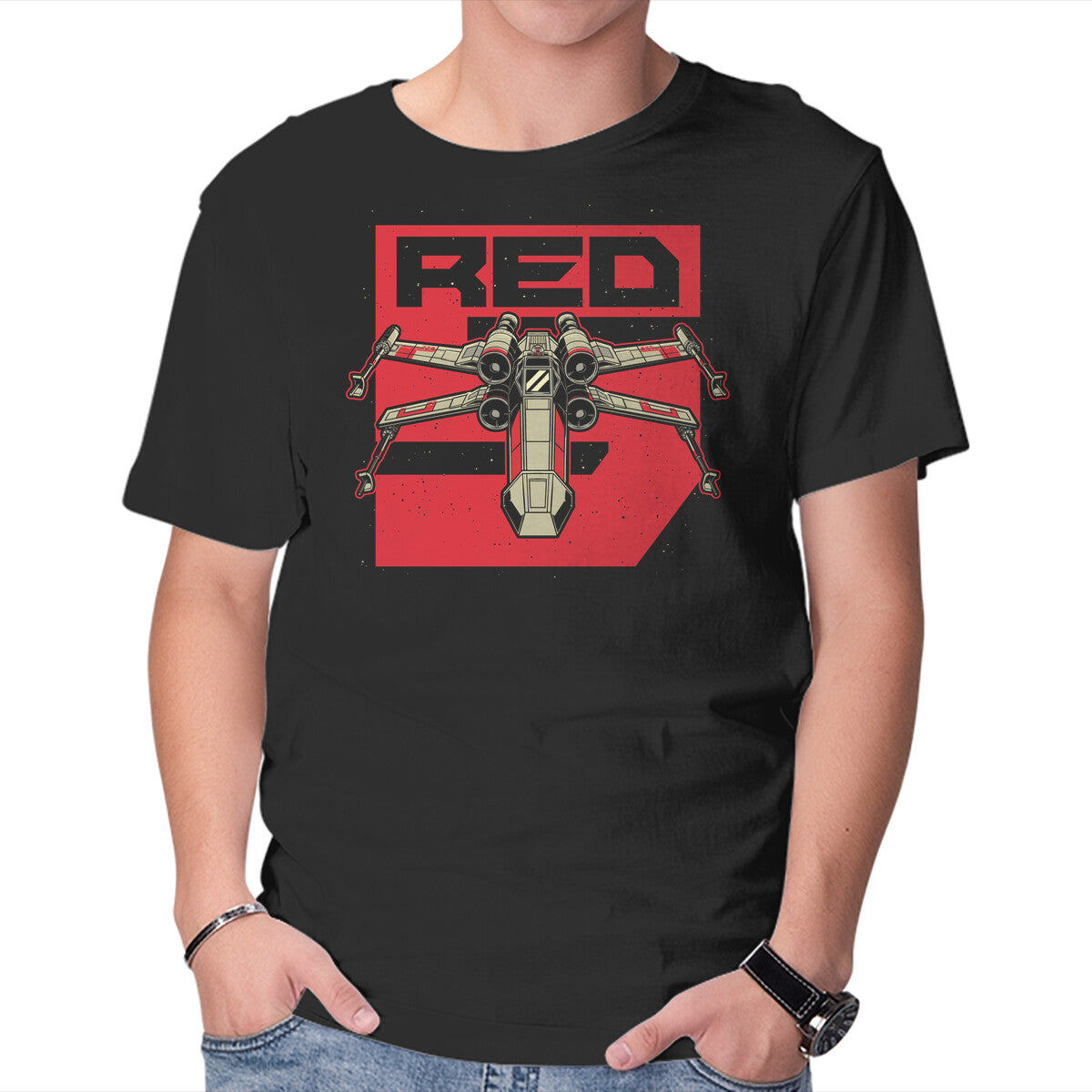 Unisex Crew Neck T-Shirt Red Spaceship Revolution Graphic Short Sleeve Casual Tee XXXXL