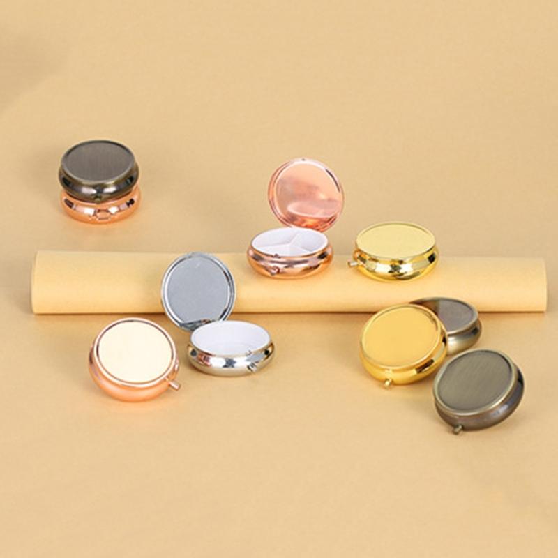 Pills Box Decorative Metal Medicine Organizers for Gift Compartment Medicine Pills Case Pills Carry Box for Pocket Purse