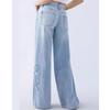 Americké vyšívané džíny s třásněmi na boku dámské high street design dívčí volné rovné kalhoty