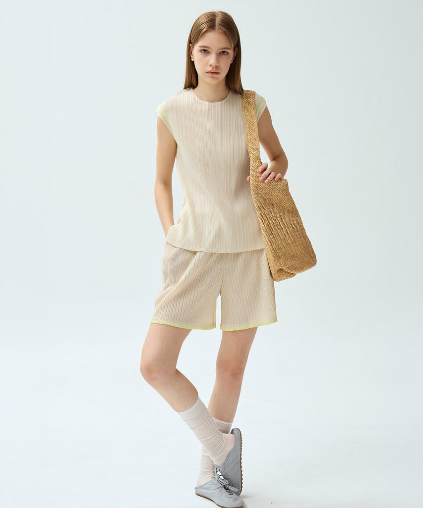 Waiowai Line Point Elastic Waist Pleated Shorts_2 Colors