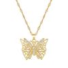 Heavy Industry Empty Butterfly Micro-Inlaid Real Gold Necklace Female Transfer Bead Collarbone Chain With Jewelry