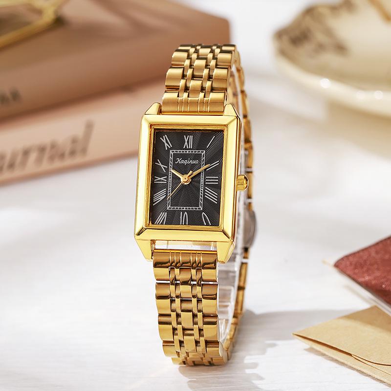 Stainless Steel Women's Square Quartz Watch - Luxury Korean Style