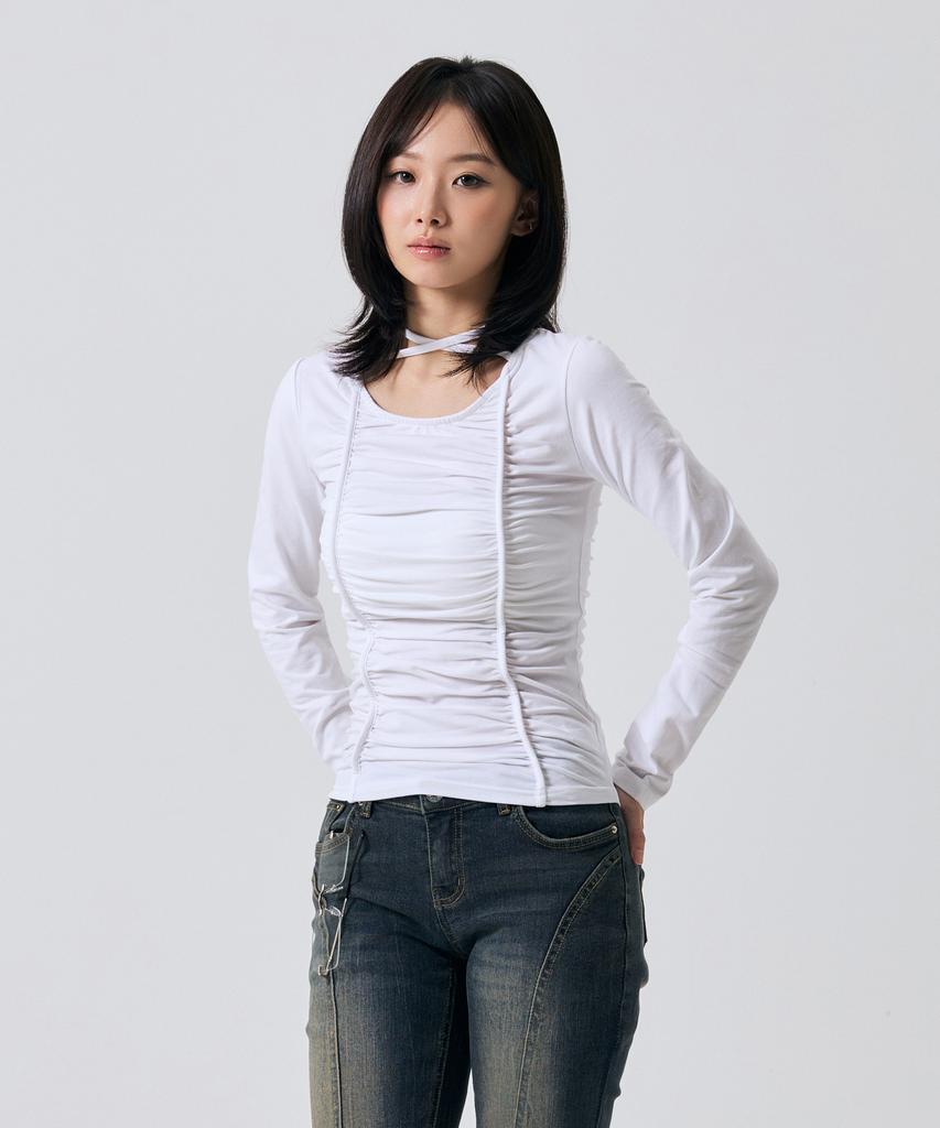 ARIKIM Lise Shirring Top / White