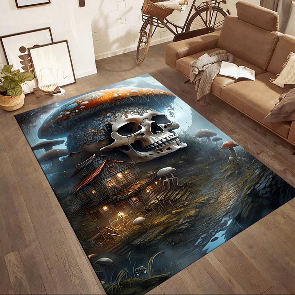 Knife Skull Floor Mat Perfect for Playrooms Dormitory Balcony Entryway Antislip Carpet Office home decor Spiritual Gift
