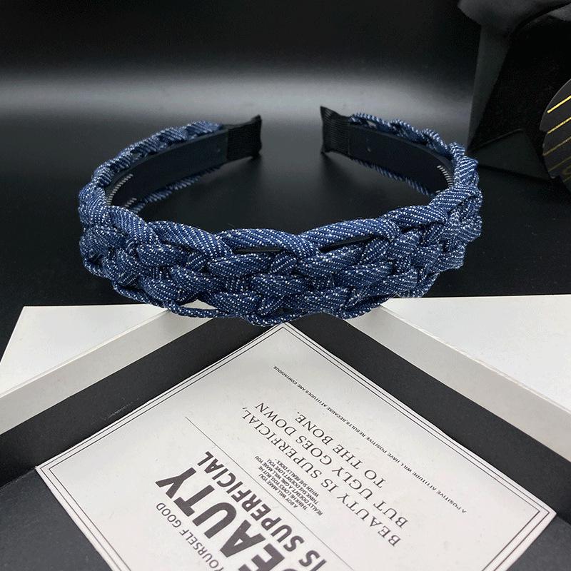 Handmade Denim Braided Hair Clip Headband - Hong Kong Style for Women