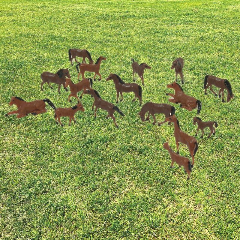 Miniature Diorama Horses Set Horse Diorama N Gauge Railway Model Miniature Parts Model DIY Brown 1/87 30-Head
