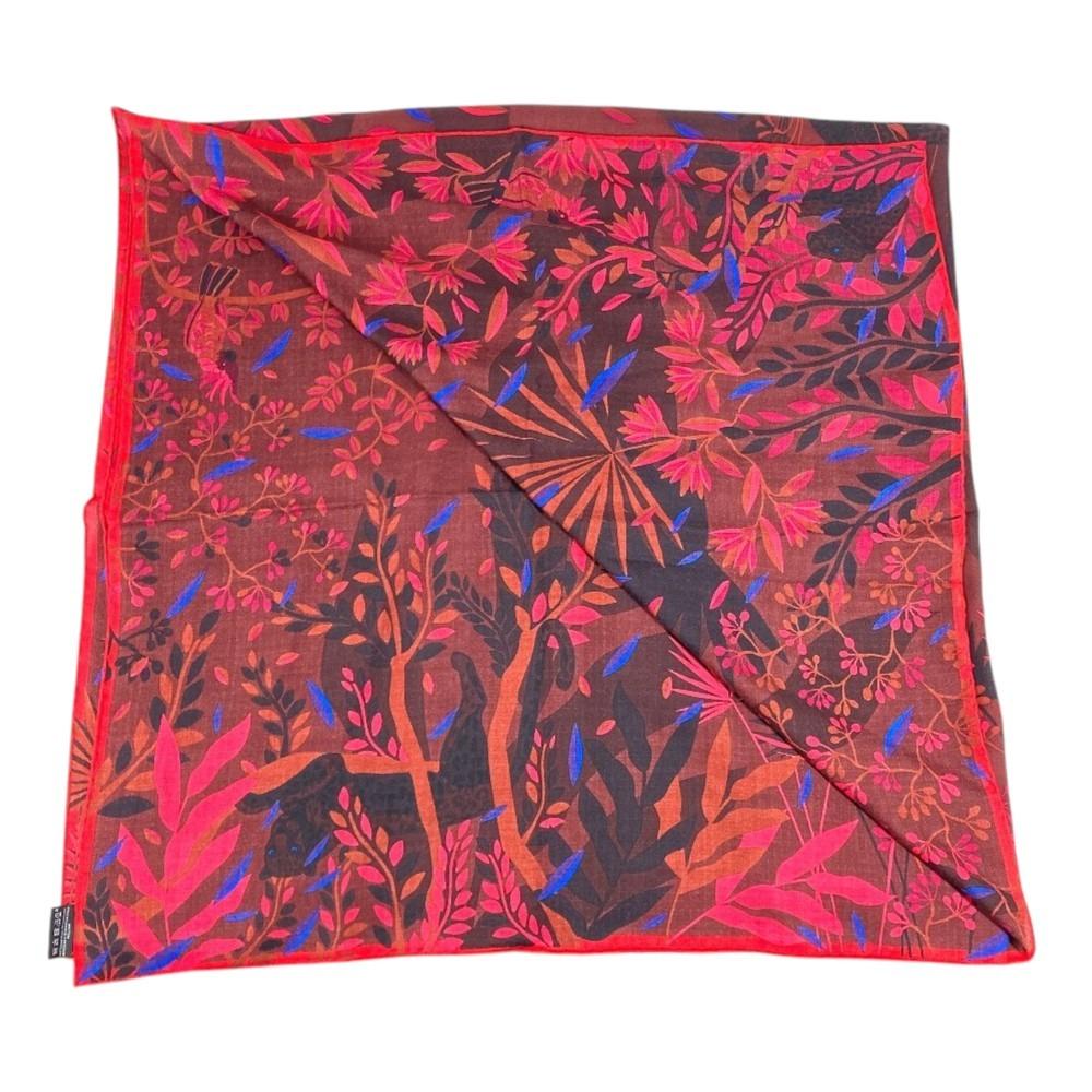 CARTIER PANTHERE Leopard Logo Large Scarf 140 Stole/Shawl Cashmere / silk Red