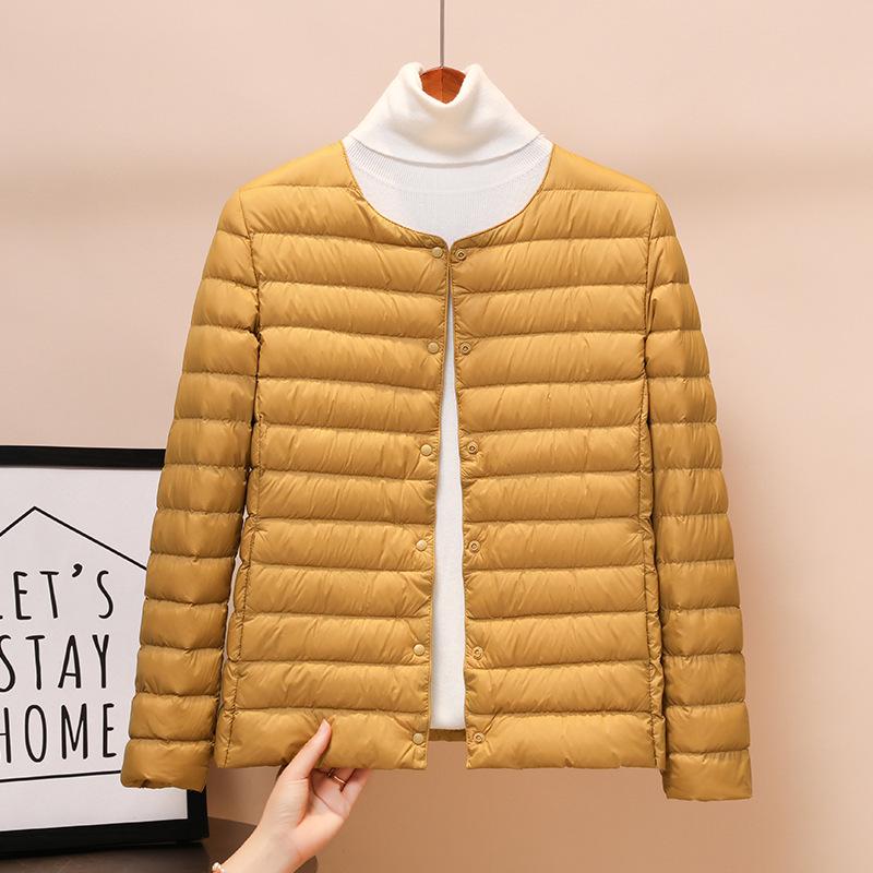 Women's 2025 White Duck Down Lightweight Jacket, Short Style, Convertible Round/V-Neck, Suitable for Autumn and Winter.