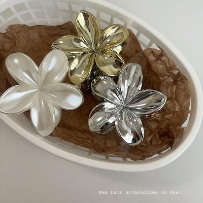 1/2 Stück Blume Haarspangen Einfache Glänzende Ei Blume Haarklammern Frangipani Haarspange für Frauen Mädchen Sommer Strand Reise Accessoires