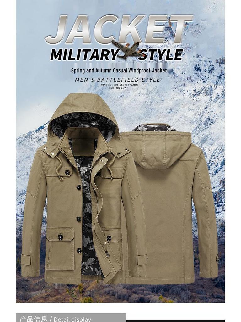 2022 Autumn/Winter Men's Korean Style Mid-Length Cotton Trench Coat
