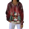 Women's Loose Comfortable Casual Fashion V-Neck Christmas Print Long Sleeve Hoodie