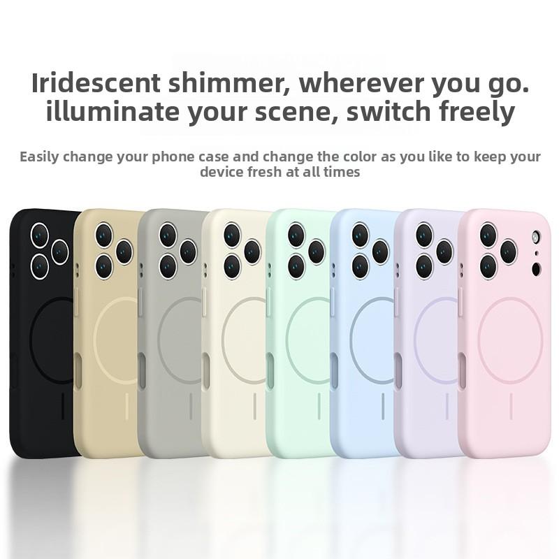 Capa de Silicone Líquido para iPhone 17, Fosca, Carregamento Magnético, Cobertura Total, Capa Macia à Prova de Quedas para Apple 16