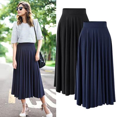 Summer New Fashion Loose Plus Size Skirt Long Skirt With Big Swing High-waisted Pleated Umbrella Skirt