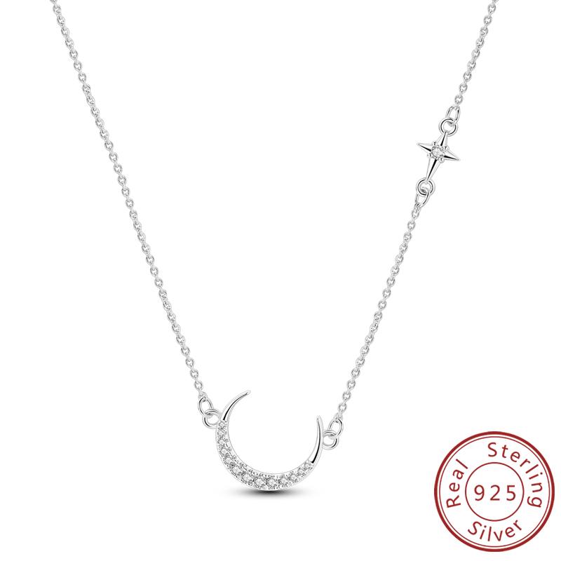 New Copper Necklaces Tulip Heart Sun Star Moon Bow Zircon Pendant Necklace For Women Fashion Jewelry Making Gifts