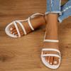 Summer New Korean Style Sandals with Thin Strap, Low Heel and Square Heel Comfortable and Versatile Women's Sandals with Two Straps for Students