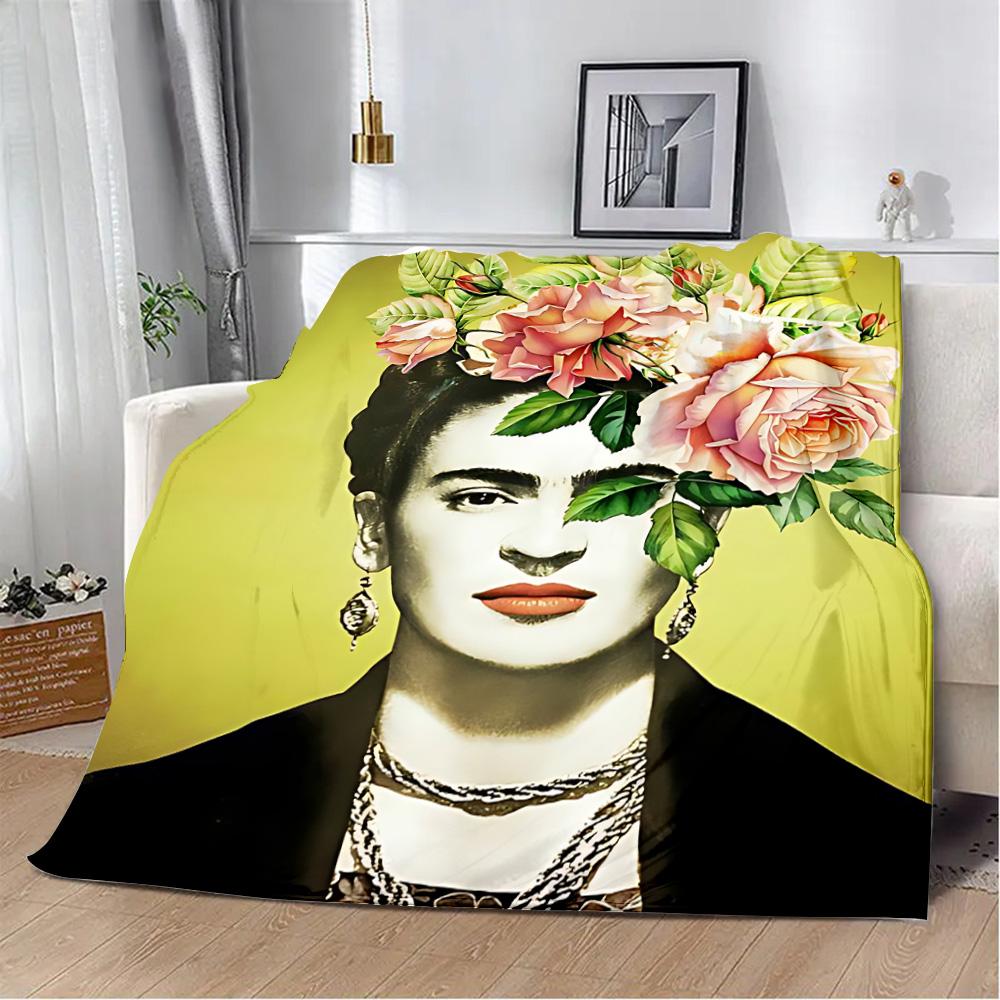 Cartoon F-Frida Printed Blanket Picnic Blankets Warm Blanket Soft and Comfortable Blanket Home Travel Birthday Gift