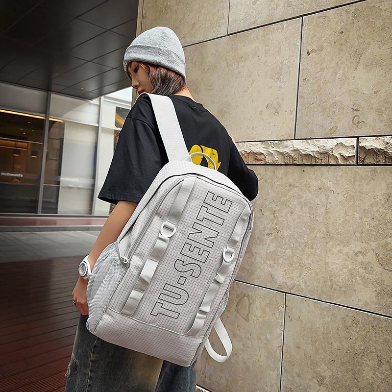 Large Capacity Backpack Men Travel Computer Backpack Letter Print Student Class Commuter Schoolbag
