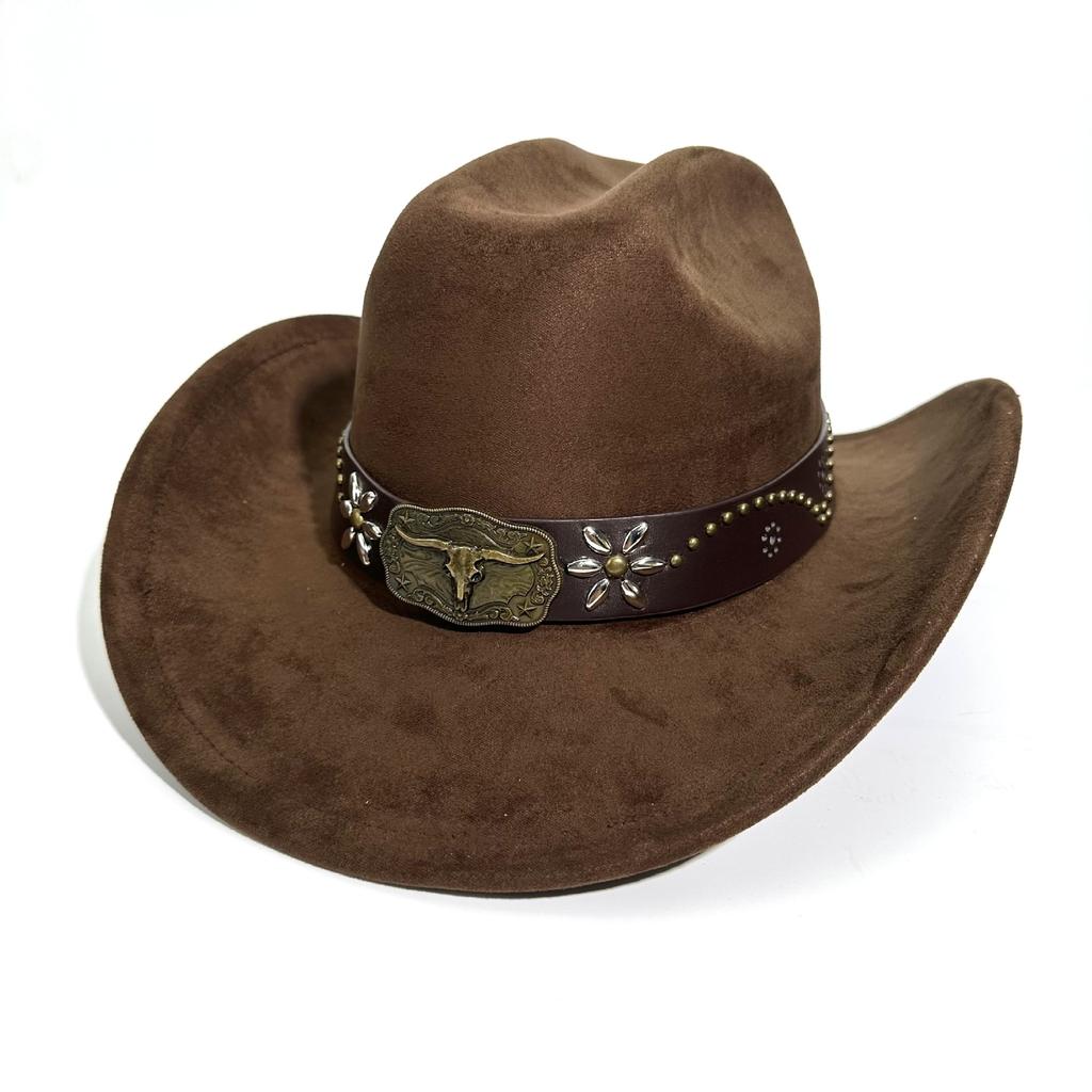 New Men's and Women's European and American Style Western Cowboy Hat Ethnic Style Jazz Hat Suede Big Edge Top Hat Knight Hat