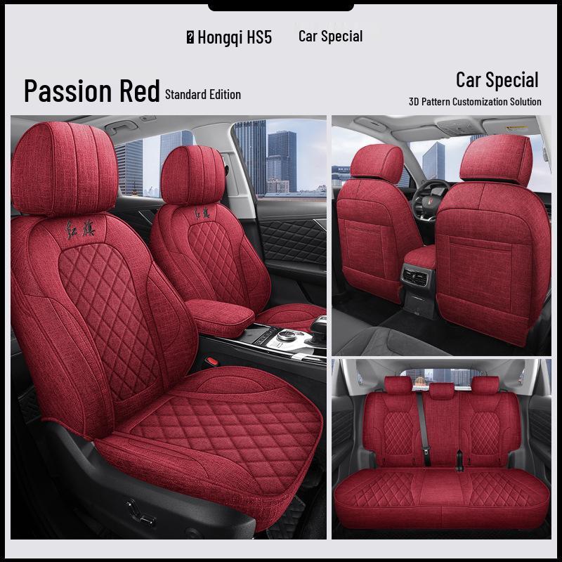 Hongqi HS5 Universal Car Seat Cover - Four Seasons Linen Fabric Full Coverage Cushion