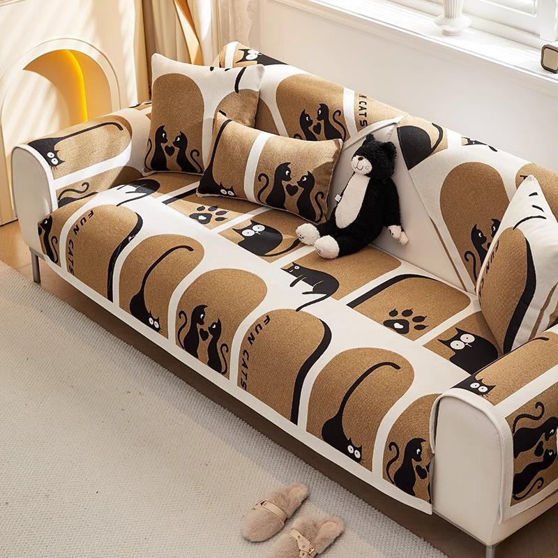 Cute Cartoon Chenille Sofa Cushion New Season Universal Anti Slip Comfortable Cushion Living Room Sofa Backrest Cover Towel