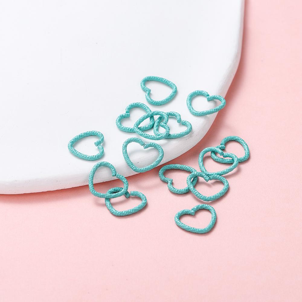50pcs/lot Colorful 14mm Heart Jump Rings Open Split Rings Jump Rings Connector For Diy Jewelry Makings Findings Supplies