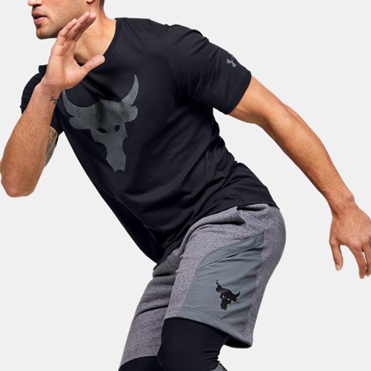 Under Armour UA X Project Rock Brahma Bull Short Sleeve T-Shirt Men Tops Black 1351582-001