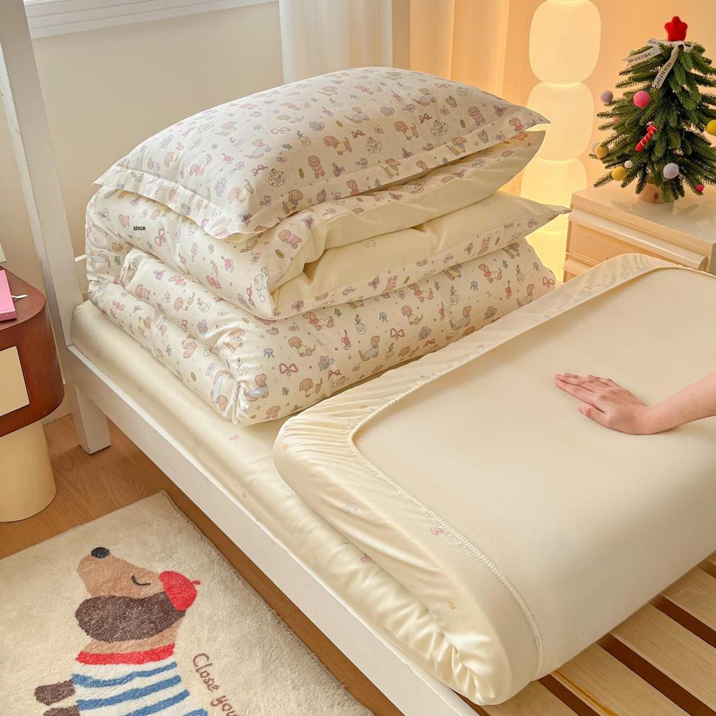 2026 New Cotton Printed Dormitory Bedding: Three- or Four-Piece Set for Single Bunk Beds