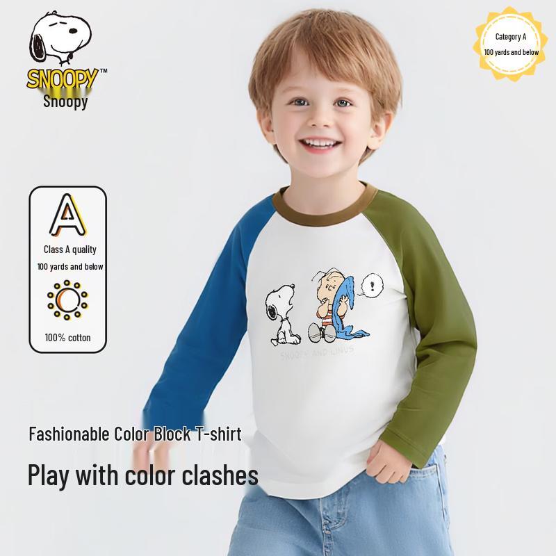 Snoopy Unisex Kids Long Sleeve Cotton T-Shirt 100