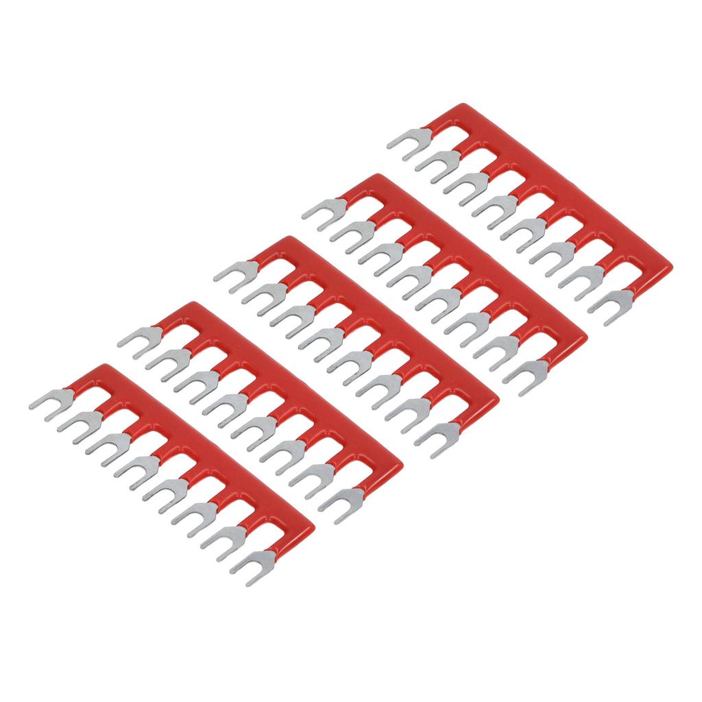 10Pcs Terminal Strip Red Fork Type 400V 15A Red Copper Flame Retardant Terminal Blocks for Appliance Industry Power TB