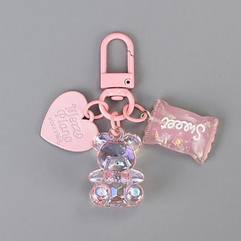 Desene animat Bling Heart Bear Animal Bomboane Breloc Breloc pentru iubitorii de prieteni Drăguț Creativ Geantă Mașină Căști Cutie Accesorii pentru chei
