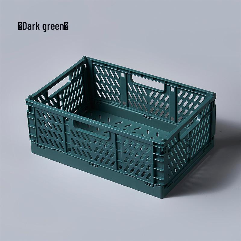 Folding Plastic Storage Basket: Creative, Stackable Organizer for Desk, Snacks, or Stationery.