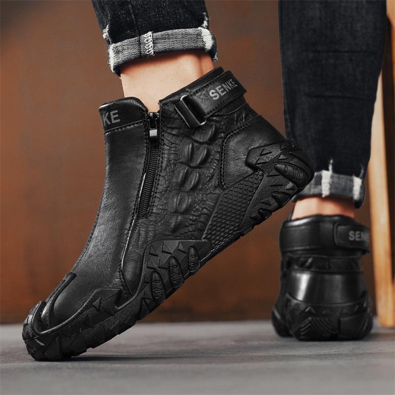 

Осенние черные высокие кожаные ботинки в стиле Мартинса, мотоциклетные, износостойкие, для активного отдыха и альпинизма 39 чёрный