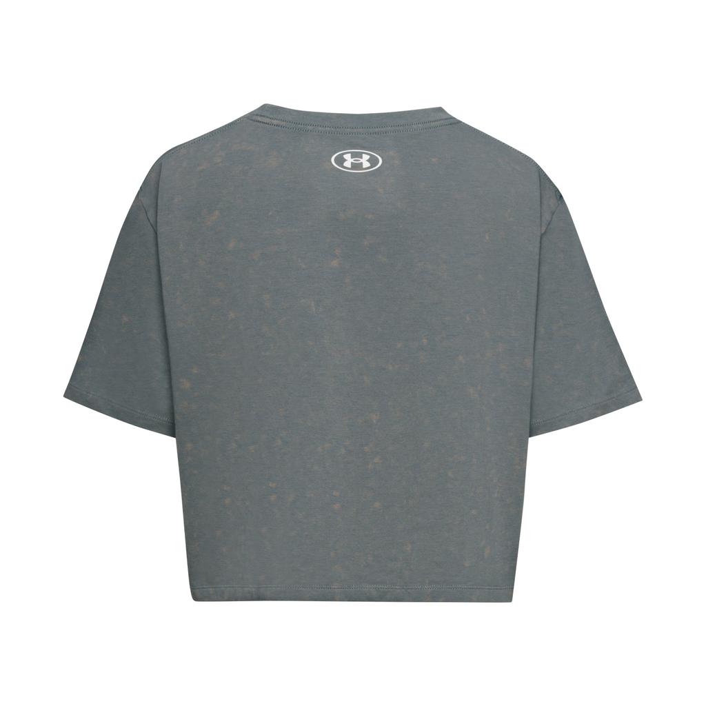Under Armour Rival Boxy Washed Sports Casual Simple Loose Breathable Comfortable Daily Short Sleeve T-Shirt Women tops Clay-Green 6011065-709