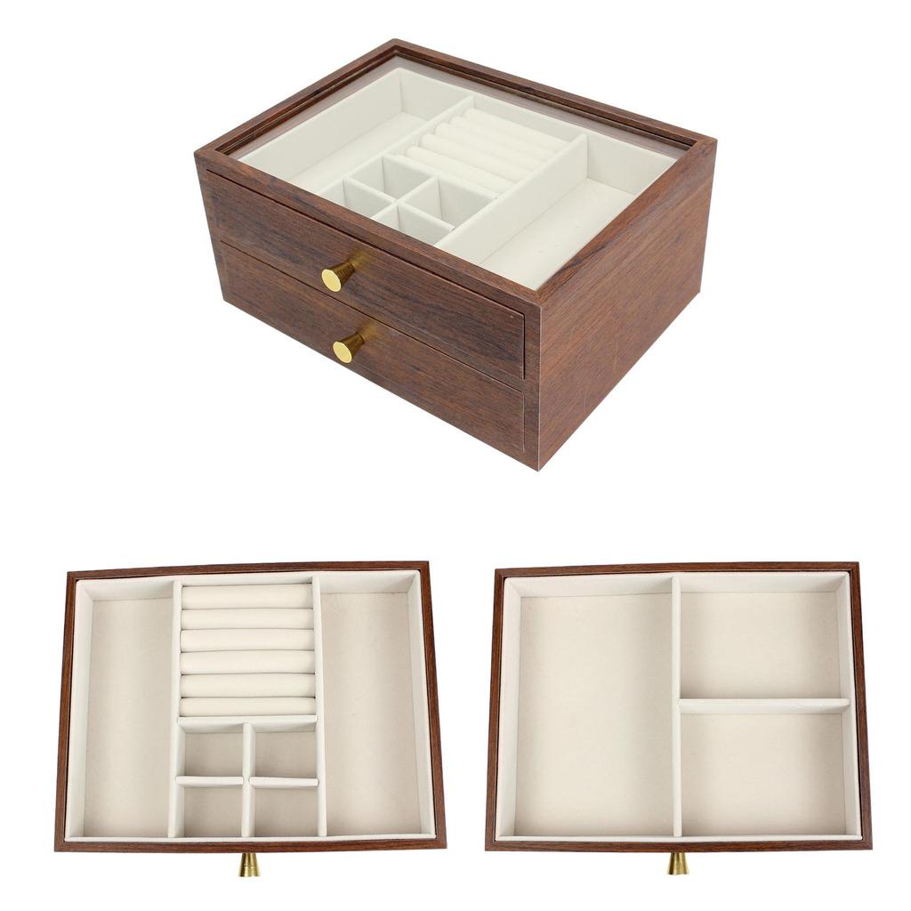 Large Capacity Walnut Jewelry Storage and Display Box