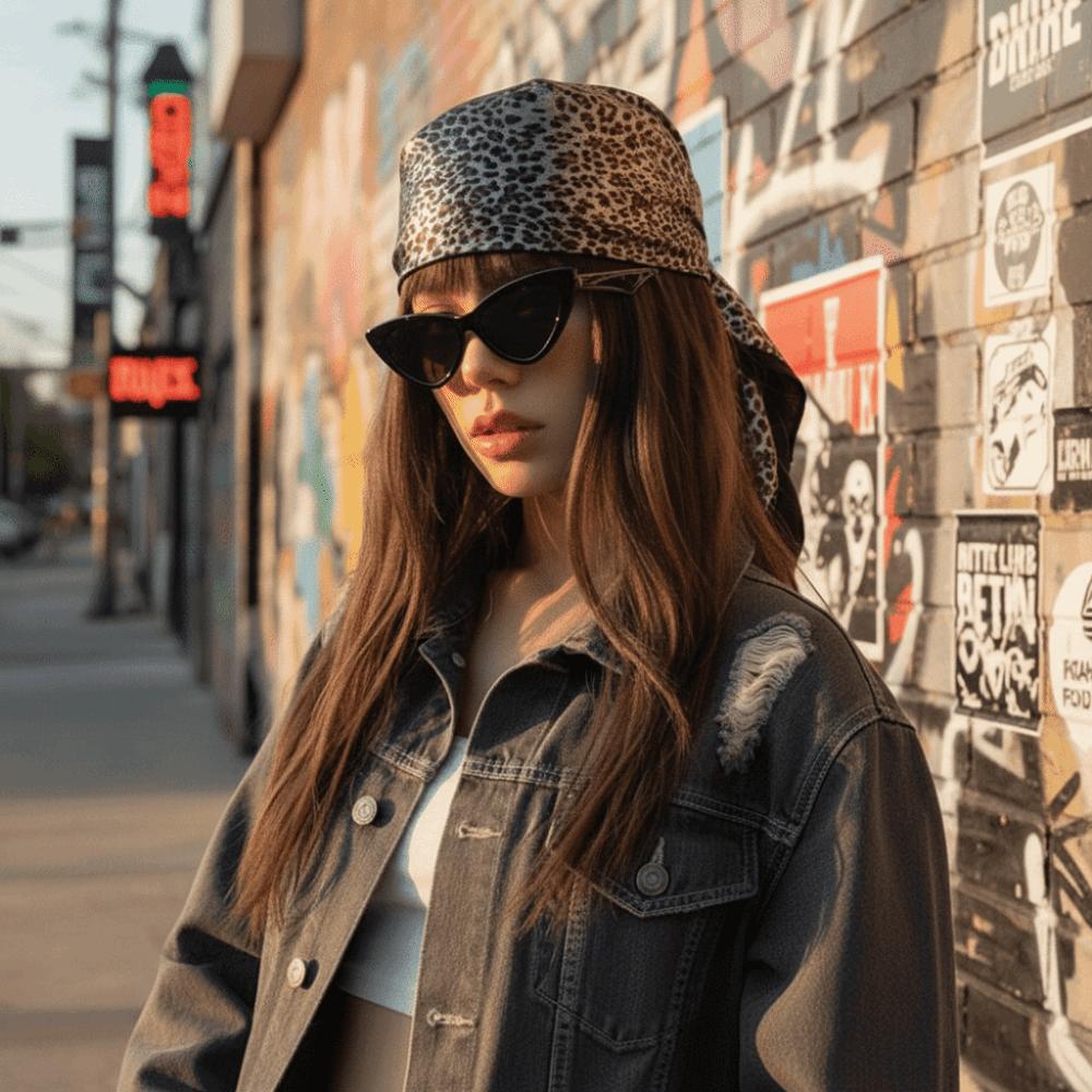 Y2K Triangle Scarf Printed Punk Bandana Simple Hair Scarf  Female